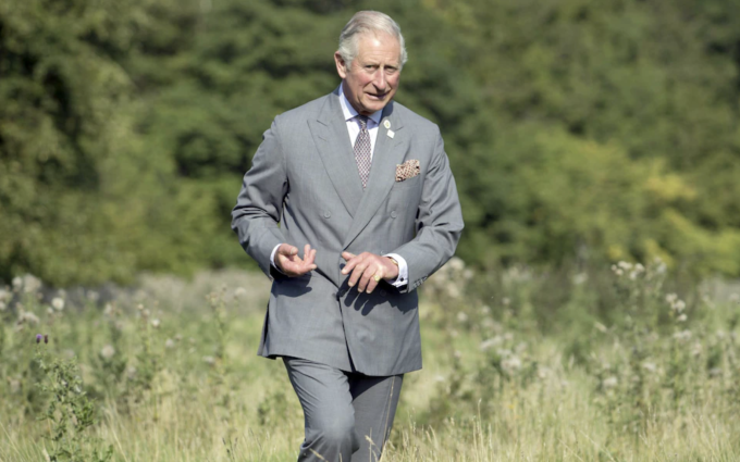 Vua Charles đi bộ trong vườn. Ảnh: Telegraph