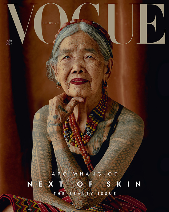 Cụ bà Apo Whang-Od trên bìa tạp chí Vogue, ngày 3/4. Ảnh: Vogue