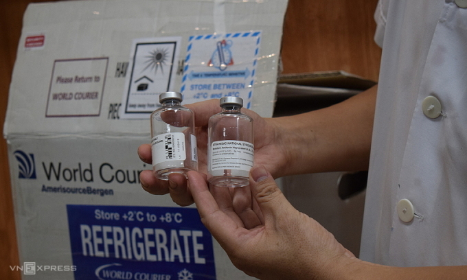 Thuốc giải độc tố botulinum (BAT - Botulism Antitoxin Heptavalent), giá 8.000 USD/lọ, rất hiếm ở Việt Nam. Ảnh: Bệnh viện cung cấp
